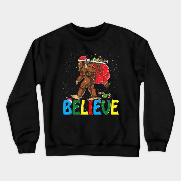 Believe Bigfoot Christmas Gifts For Men Boys Girls Funny Christmas T-Shirt ver3 Crewneck Sweatshirt by intelus